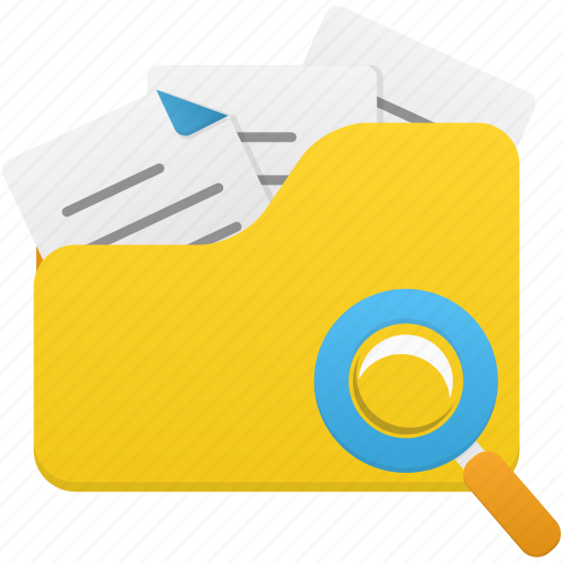 Folder, open, search, documents, files, paper, zoom icon - Download on Iconfinder