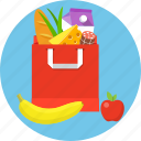 bag, food, grocery, paper