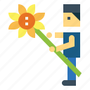 customer, flower, man, sunflower