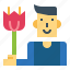 customer, flower, man, tulips 