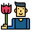 customer, flower, man, tulips 