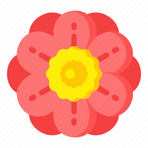 Flower, flora, blossom, red zinnia, nature icon - Download on Iconfinder