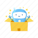 robot, unboxing, gift, box