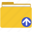 archive, data, document, file, folder, up, yellow 