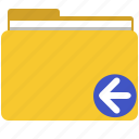 archive, data, document, file, folder, left, yellow