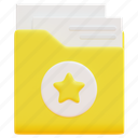 folder, file, document, favorite, star, rate, like, 3d