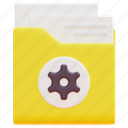 folder, file, document, setting, gear, configuration, data, 3d