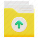 folder, file, document, upload, send, transfer, data, 3d
