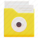 folder, file, document, view, eye, search, data, 3d