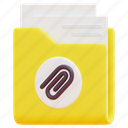 folder, file, document, attachment, attach, archive, clip, 3d