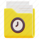 folder, file, document, clock, timer, data, time, 3d