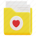 folder, file, document, heart, love, data, like, 3d