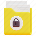 folder, file, document, lock, security, data, safety, 3d