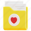 folder, file, document, heart, love, data, like, 3d 