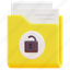 folder, file, document, unlock, password, security, open, 3d 