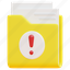 folder, file, document, urgent, warning, danger, caution, 3d 