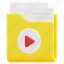 folder, file, document, video, playlist, play, music, 3d 