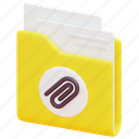 folder, file, document, attachment, clip, attach, archive, 3d