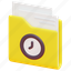 folder, file, document, clock, time, timer, data, 3d 