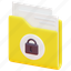 folder, file, document, lock, safety, security, data, 3d 
