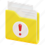 folder, file, document, urgent, caution, warning, danger, 3d 