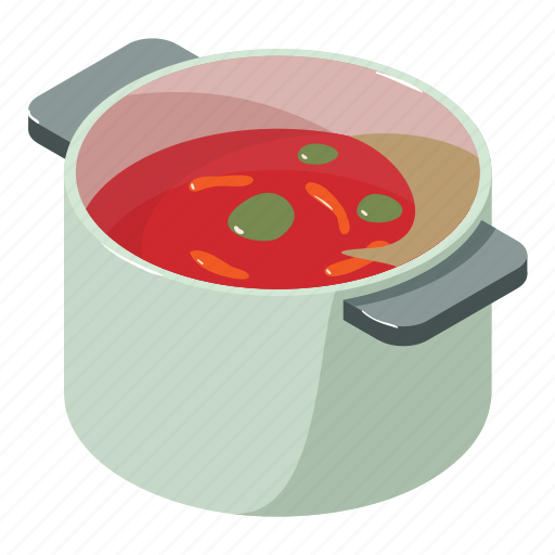 Bowl, broth, food, isometric, object, soup, tomato icon - Download on Iconfinder