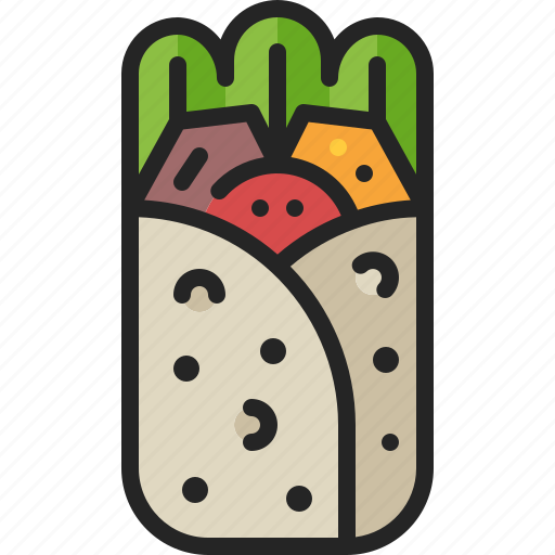 Burrito, wrap, tortilla, mexican, snack, fast, food icon - Download on Iconfinder