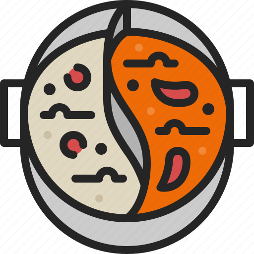 Hot, pot, soup, chinese, food, half, flavor icon - Download on Iconfinder