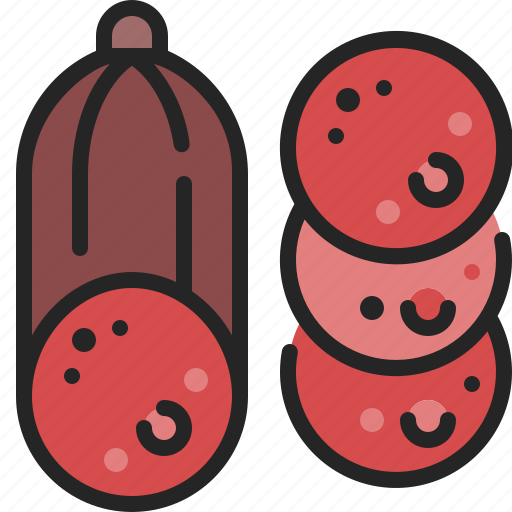 Salami, pepperoni, sausage, slice, butcher, meat, food icon - Download on Iconfinder