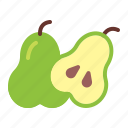 pear, fruit, whole, half
