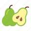 pear, fruit, whole, half 