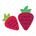 strawberry, fruit, two