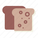 two, pieces, bread, toast