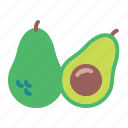 whole, avocado, fruit, half