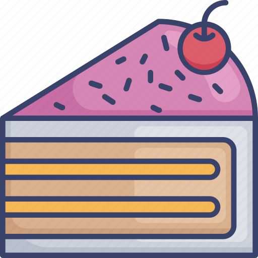 Cake, cherry, dessert, food, pastry, restaurant, slice icon - Download on Iconfinder