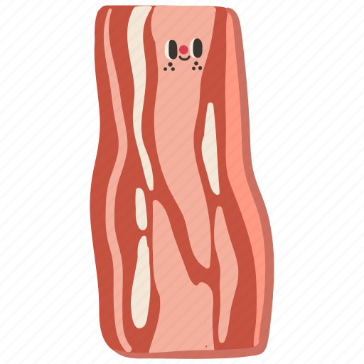 Bacon, streaky pork, smoked bacon, meat, pork, ingredient, cute icon - Download on Iconfinder