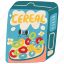 cereal box, cereal, packaging, breakfast, food, morning, cute 