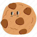 chocolate chip cookie, chocolate chip, cookie, biscuit, bakery, pastry, cute