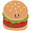 hamburger, burger, fast food, american food, junk food, food, cute