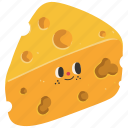 maasdam cheese, cheese, hard cheese, dairy, food, cute, character