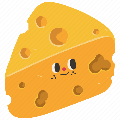 Maasdam cheese, cheese, hard cheese, dairy, food, cute, character icon - Download on Iconfinder