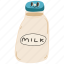 milk bottle, milk, bottle, drink, dairy, breakfast, cute