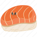 salmon sushi, raw salmon, sushi, japan, food, restaurant, cute