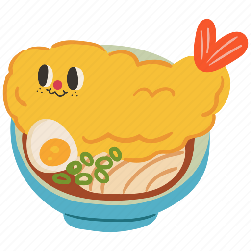 Shrimp tempura ramen, tempura, ramen, food, noodles, udon, cute icon - Download on Iconfinder