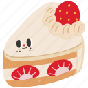 strawberry shortcake slice, strawberry shortcake, strawberry cake, cake slice, cake, bakery, cute