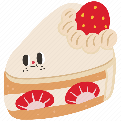Strawberry shortcake slice, strawberry shortcake, strawberry cake, cake slice, cake, bakery, cute icon - Download on Iconfinder