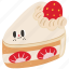 strawberry shortcake slice, strawberry shortcake, strawberry cake, cake slice, cake, bakery, cute 