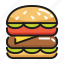 hamburger, burger, food, beef, sandwich, cheeseburger, meal, tomato, cheese 