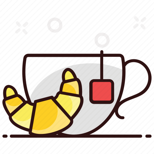 Breakfast, brunch, snack, tea time, tea with croissant icon - Download on Iconfinder