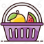 basket, food bucket, food container, food hamper, fruit, fruit basket, fruit bucket 